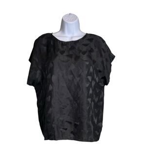 Vintage Lili Butler Women's Black 100% Silk Abstract Blouse Size S Minimalist‎